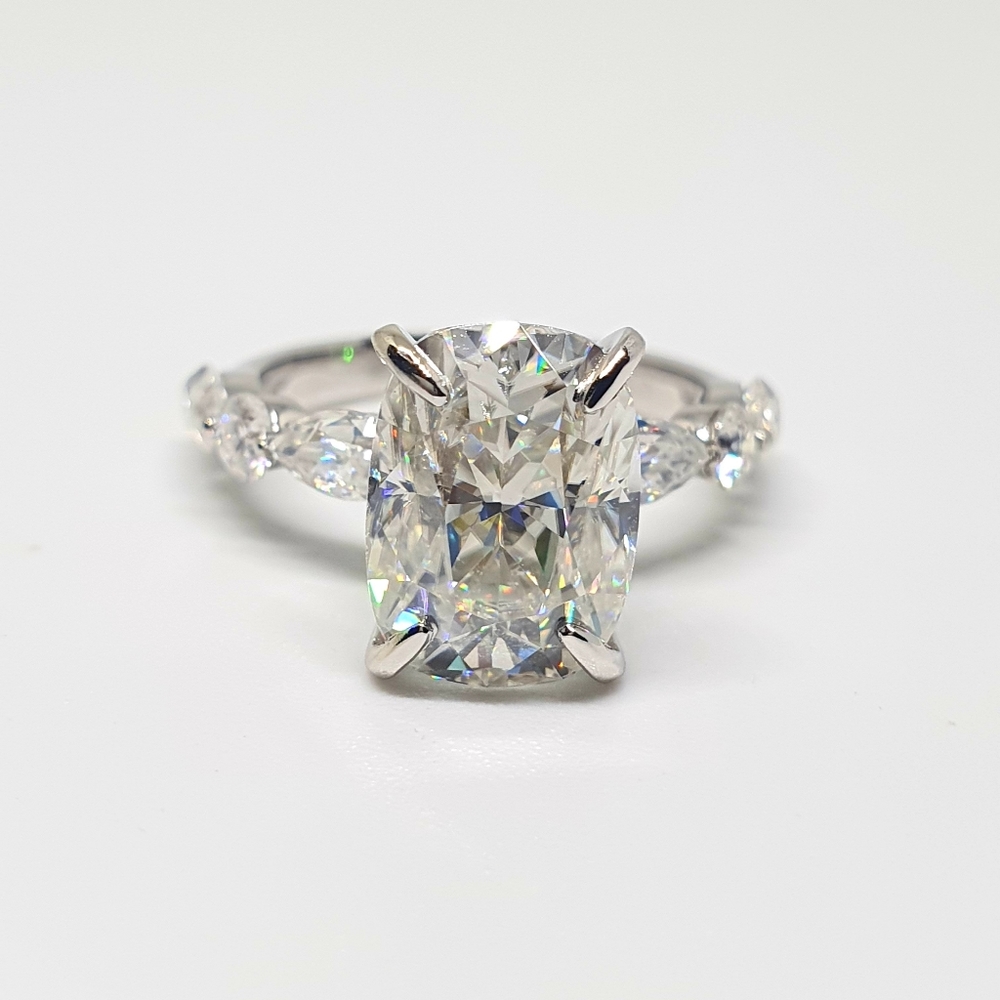 4.50 Ct Elongated Cushion Cut Moissanite Ring